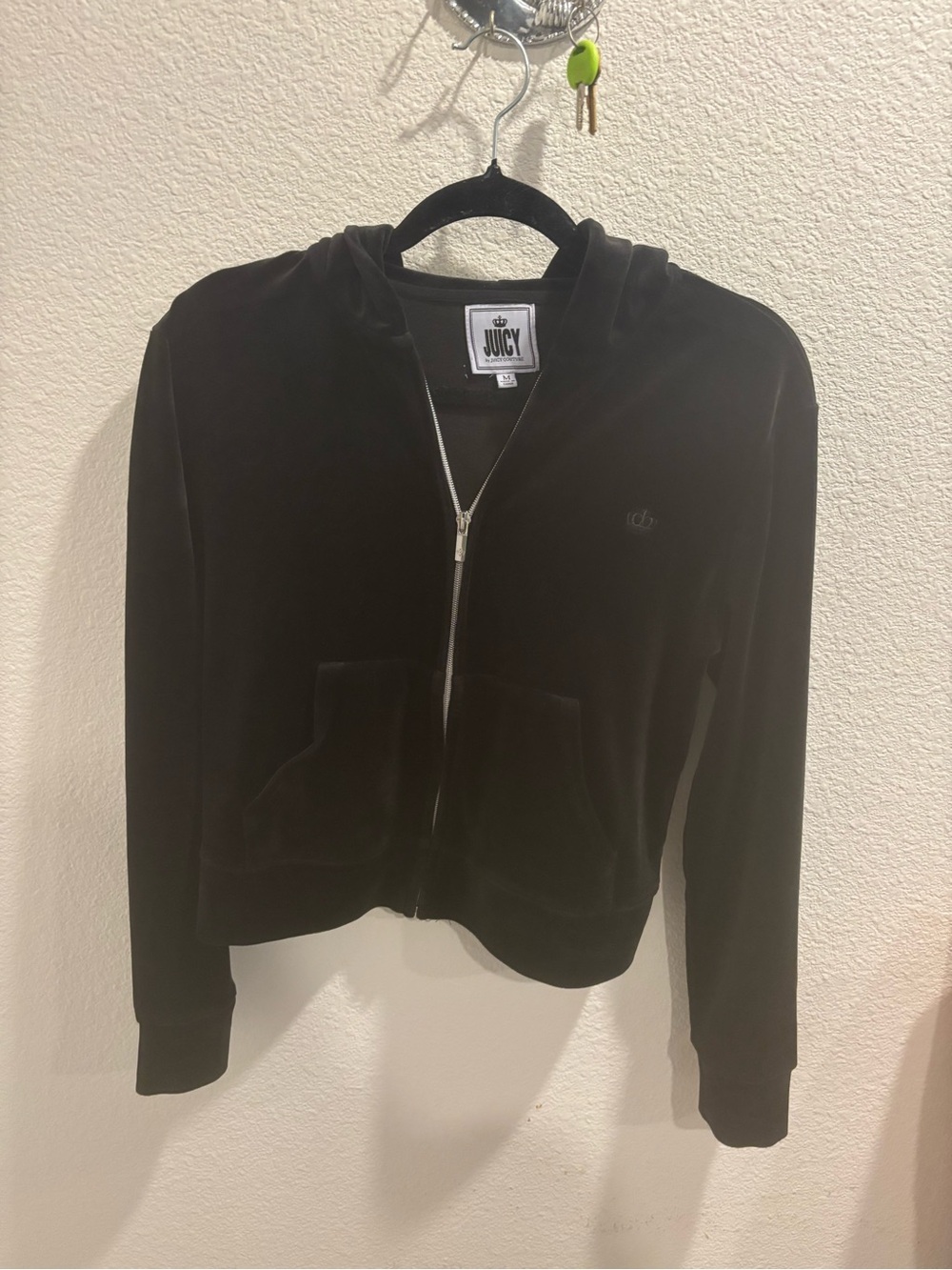 Juicy Couture Black Velour Zip-Up Hoodie Jacket